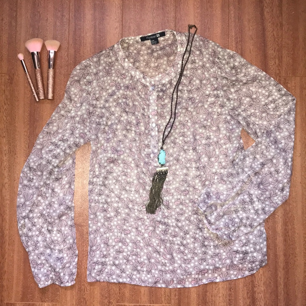 Ribbon Polka Dotted Blouse